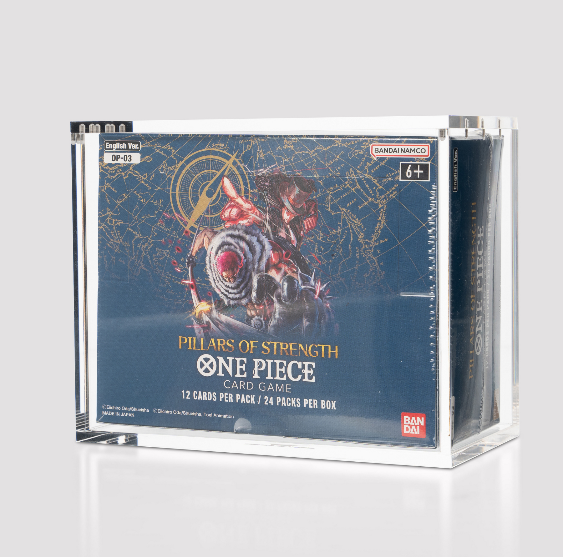Acrylic Case Display for One Piece 01-03 Booster Box (white bottom) Gemloader Acrylic Case Display for One Piece 01-03 Booster Box (white bottom) Gemloader